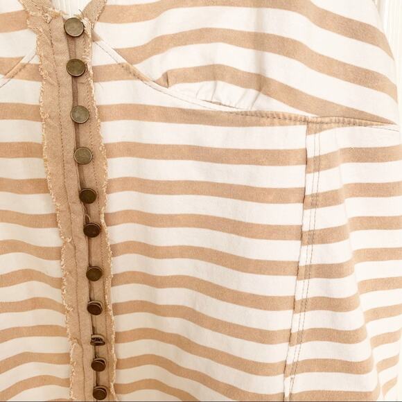 We The Free Mylo Tan White Striped Halter Tank Top Large - Picture 6 of 8